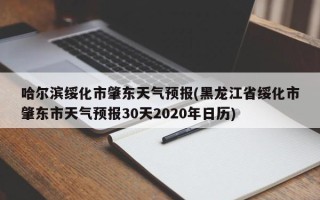 哈尔滨绥化市肇东天气预报(黑龙江省绥化市肇东市天气预报30天2020年日历)